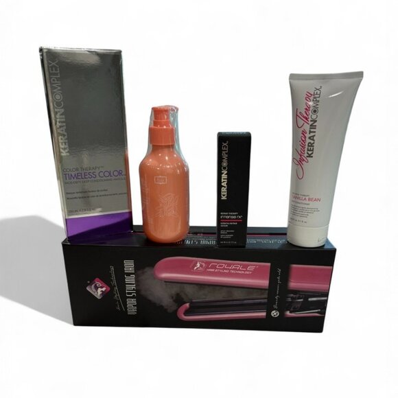 Royale Vapor Styling Flat Iron and Keratin Complex Bundle Total of 5 pieces NEW - Picture 1 of 8